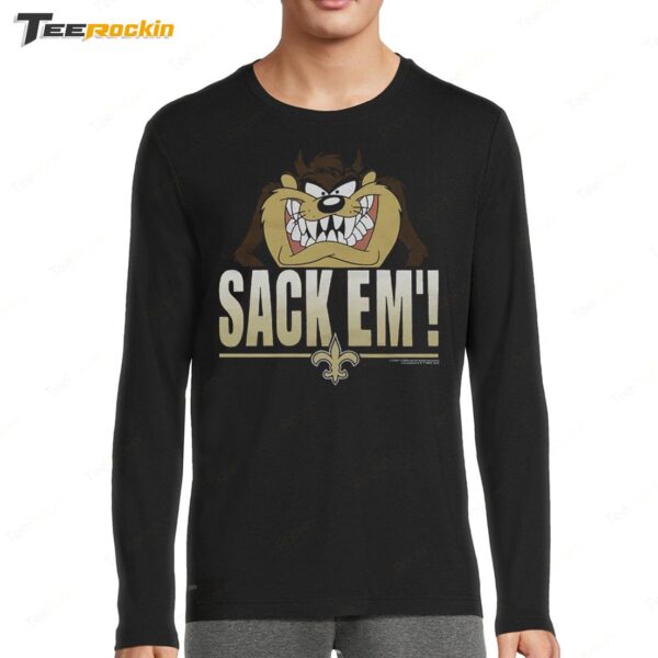 Looney Tunes Taz Sack Em' x New Orleans Saints Long Sleeve Shirt