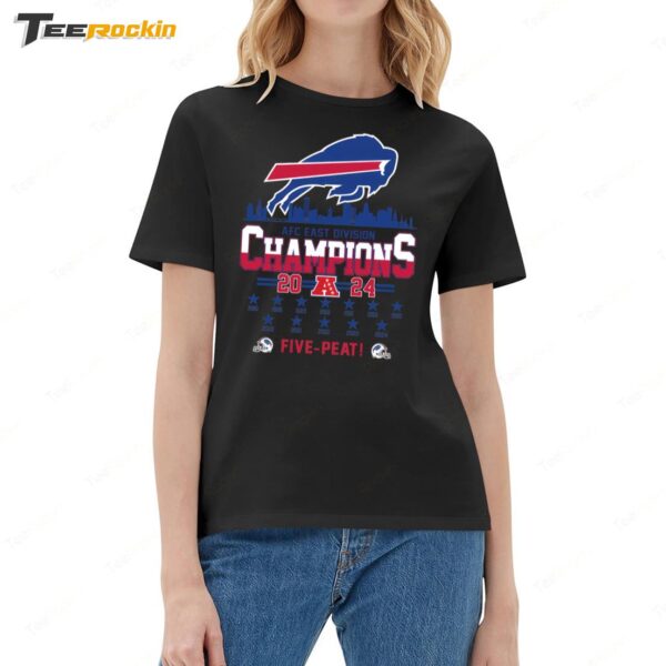 Buffalo Bills AFC East Division Champions 2024 Five Peat Ladies Boyfriend Shirt