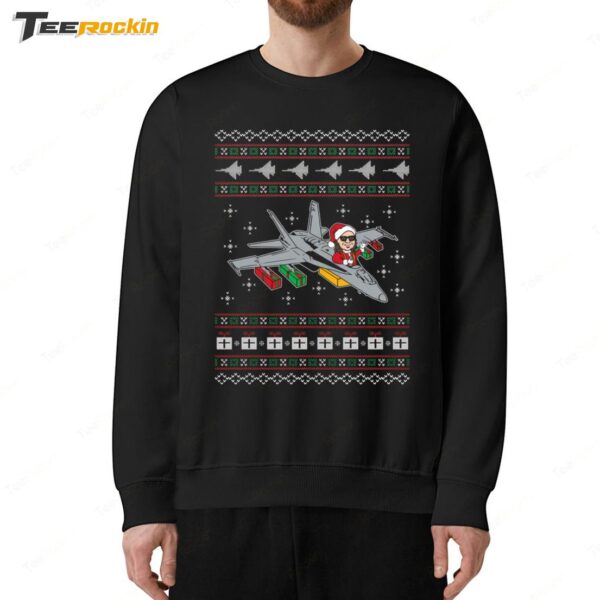 F 18 USA Fighter Jet Ugly Christmas Sweater Style Xmas Sweatshirt