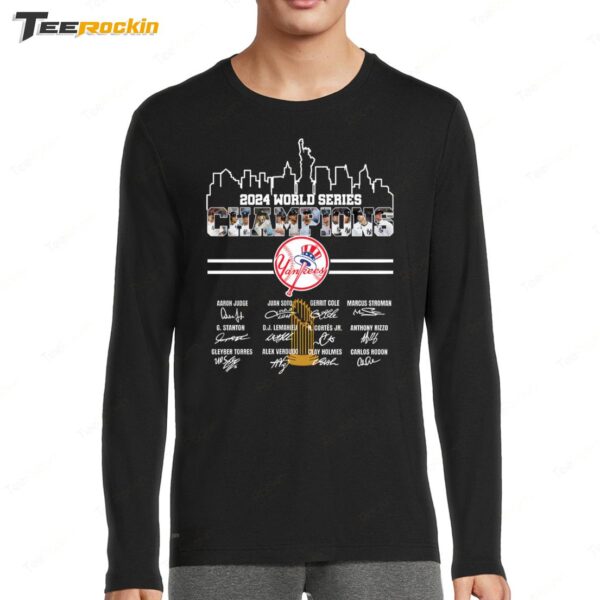 New York Yankees 2024 World Series Champions Team Name Signature Long Sleeve Shirt