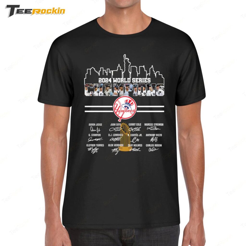 New York Yankees 2024 World Series Champions Team Name Signature Shirt