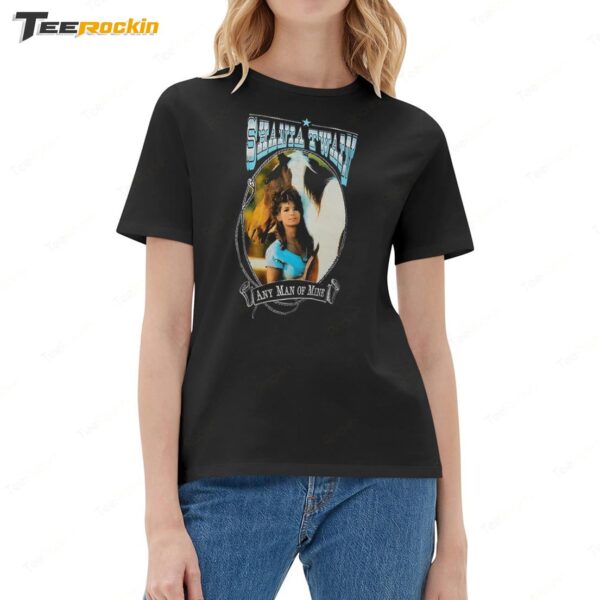 Shania Twain Merch Any Man Of Mine Vintage Ladies Boyfriend Shirt