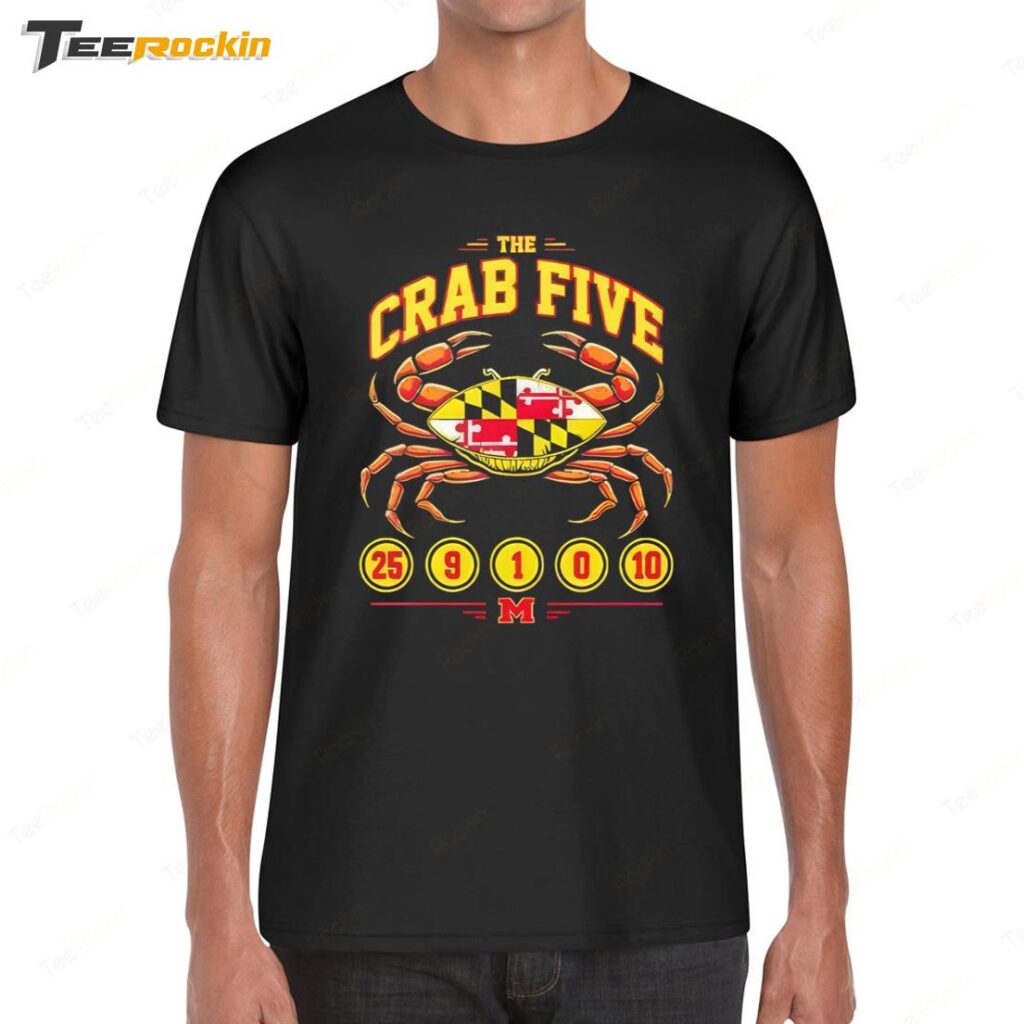 The Maryland Terrapins Basketball Crab Five Flag 25 9 1 0 10 Shirt