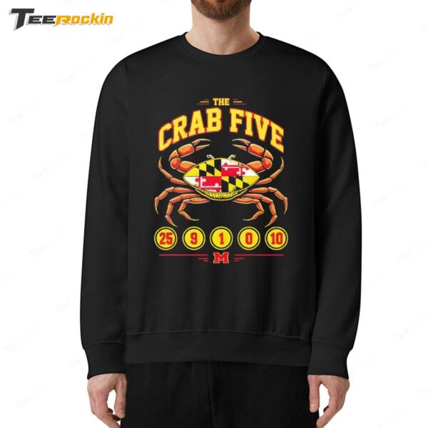 The Maryland Terrapins Basketball Crab Five Flag 25 9 1 0 10 Sweatshirt