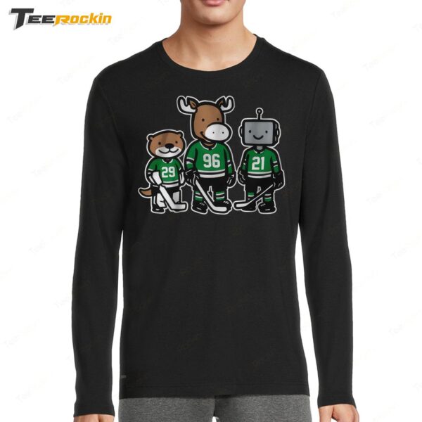 Jake Oettinger, Mikko Rantanen And Jason Robertson Otter, Moose And Robo Guys Long Sleeve Shirt