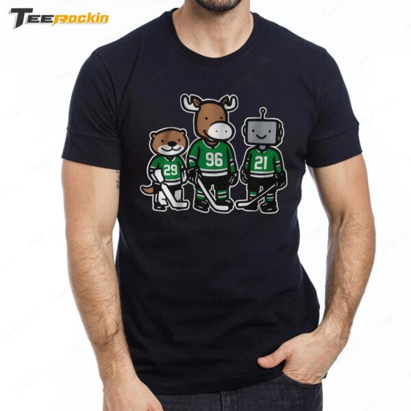 Jake Oettinger, Mikko Rantanen And Jason Robertson Otter, Moose And Robo Guys Premium SS T Shirt