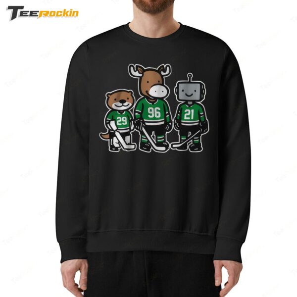 Jake Oettinger, Mikko Rantanen And Jason Robertson Otter, Moose And Robo Guys Sweatshirt