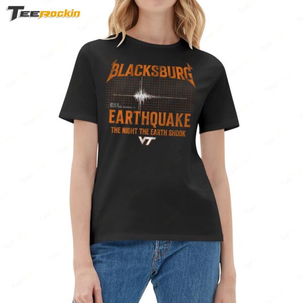 Virginia Tech Blacksburg Earthquake Ladies Boyfriend Shirt