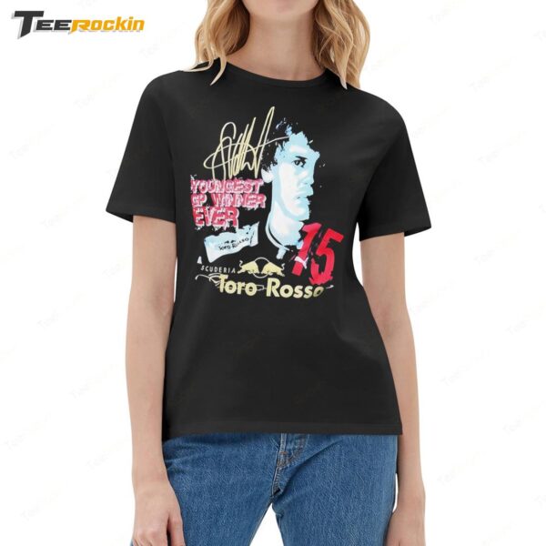 Youngest Gp Winner Ever Scuderia Toro Rosso Signature Ladies Boyfriend Shirt